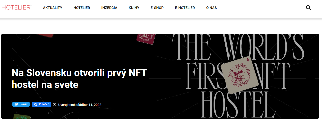 The first NFT hostel in the world was opened in Slovakia